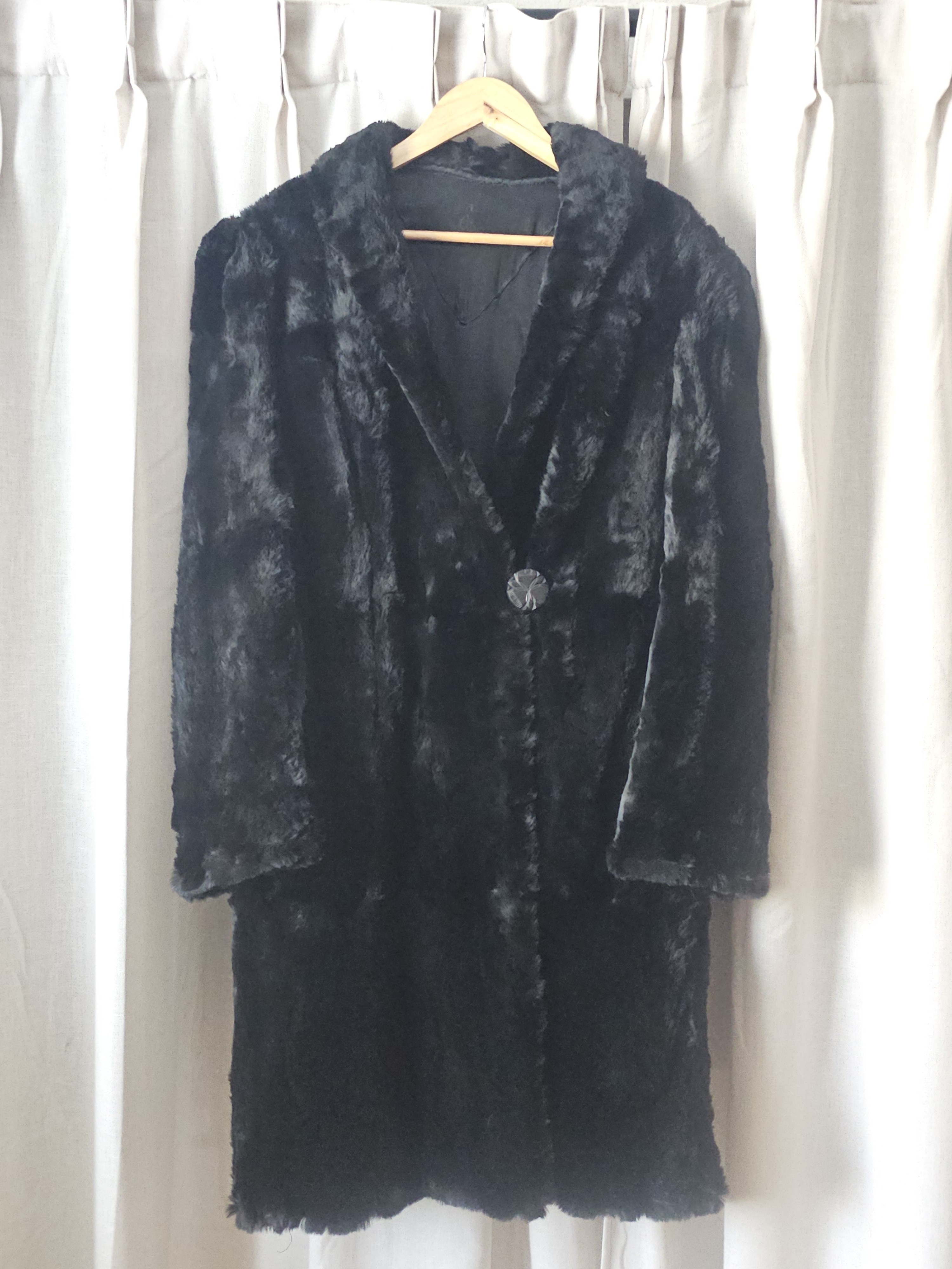 Vintage Black Rabbit Fur Coat Ultra Soft Full Length Near Mint Condition